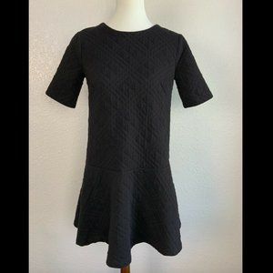 LOFT Black Short Sleeve Drop Waist Flounce Dress